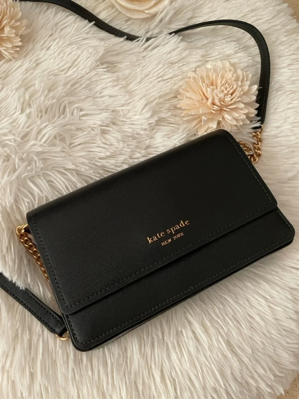 kate spade Black Leather Crossbody with Gold Chain - Picture 2 of 3